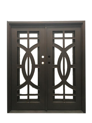 Exterior Wrought Iron Double Entry Door with Double Operable Insulation Glass, HAD9221